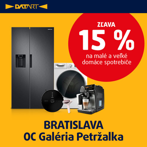 15 % zľava na malé a veľké spotrebiče teraz v predajni DATART OC Galéria Petržalka